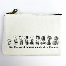 PEANUTS スヌーピー 3ポケットキャンバスポーチ コスメポーチ クリーム 化粧ポーチ マルチポーチクリーム   (MCOR)