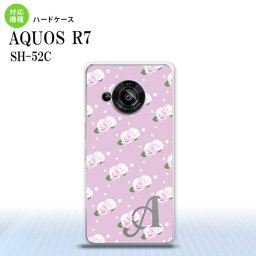 SH-52C AQUOS R7 スマホケース 背面ケース ハードケース 花柄 バラ ドット 紫 ピンク +アルファベット 2022年 7月発売 nk-r7-260i