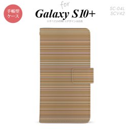 SC-04L SCV42 Galaxy S10+ 手帳型スマホケース カバー ボーダー 細 茶 nk-004s-s10p-dr1289