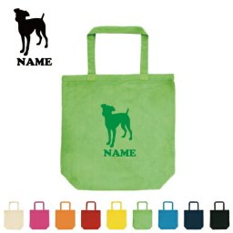 お名前入り犬種別シルエットトートバッグMサイズ『ミニチュア・ピンシャー』/エチケットバッグ、エコバッグ、ランチバッグ、コットンバッグ、愛犬、名入れ、わんこグッズ、飼い犬、犬の名前、/オフ会、【entm】