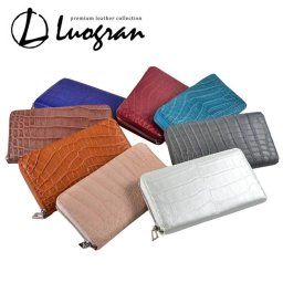送料込 クロコダイル 財布　LUOGRAN ラウンドファスナー　長財布 S-490M 全8色 メンズ財布 レディース財布 ワニ革財布 クロコダイル長財布 ルオグラン　プレゼント　彼氏　彼女　誕生日