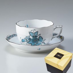 ヘレンド HEREND ティーカップ&ソーサー アポニーターコイズ プラチナ 洋食器 200ml 手描き 724000 ATQ3-PT 【00724000-ATQ3-PT】 内祝い 洋食器 送別会 誕生日 お中元 結婚祝い 結婚式 高級【スペシャルラッピング660円(別売り)】 父の日 母の日 即日発送 成人祝い ホワイトデー