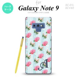 Galaxy Note 9 ギャラクシー ノート9 SC-01L SCV40 スマホケース カバー ハードケース 花柄・バラ（D） 水色 イニシャル 対応 nk-note9-247i[スマホ,スマホケース,スマホカバー,ケース,カバー,ジャケット]