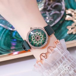 GUOU 腕時計 時計 レディース 女性用 ウォッチ セレブ 人気 クリスタル ガラスカット アクセサリー ラッピング無料 送料無料 かわいい おしゃれ ゴールド ブレスレット 旅行 イベント カジュアル 通勤 通学 丸い 円形 6021