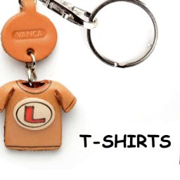 Tシャツ L (赤) キーホルダー イニシャル【レザー 本革 VANCA バンカクラフト革物語 国産 ハンドメイド 贈り物 即納】