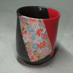 名入れ湯呑  黒赤絵湯呑   美濃焼