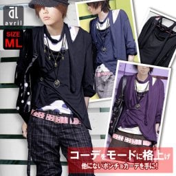 カーディガン メンズ ポンチョ サロン系 3カラー 3way変形ストール付 ドレープレイヤードカーデ BLACK（黒） NAVY（紺色） PURPLE（深紫） 母の日 福袋 　  2020