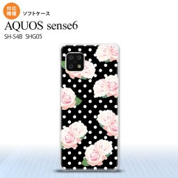 SH-54B SHG05 AQUOS sense6 スマホケース ソフトケース バラ ドット 黒 メンズ レディース nk-sens6-tp786