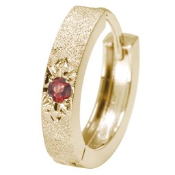 ピアス メンズ リング フープピアス 片耳 中折れ 18金 18k ゴールド 彫り ガーネット 誕生石 1月 父の日 2024