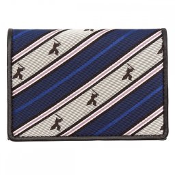 16. サムライ 侍柄 青（ブルー）姫路レザー 牛革黒 名刺入れ カードケース【日本の職人手作り】