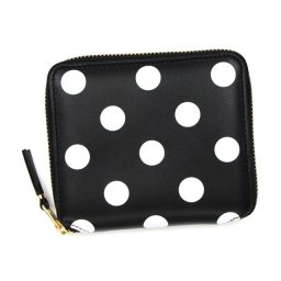 コムデギャルソン COMME des GARCONS 財布 二つ折り ドット 水玉 ブラック 黒 ユニセックス レディース メンズ ブランド ウォレット サイフ ラウンド レザー 革 ギャルソン PD PRINTED プレゼント 誕生日 ギフト 新品 正規