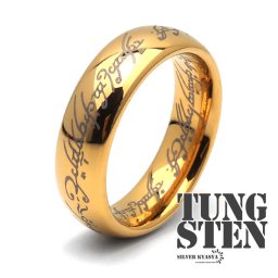 タングステン 火文字リング 幅6mm 指輪 メンズ リング ゴールド 金 メタリック 金属アレルギー対応 男性