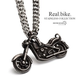 ステンレス製 バイクネックレス シルバー ダブル喜平チェーン 50cm 60cm バイカーネックレス ごつめネックレス 重厚 ペンダント リアル 燻し風 メンズ 男性 流行り 人気 金属アレルギー対応