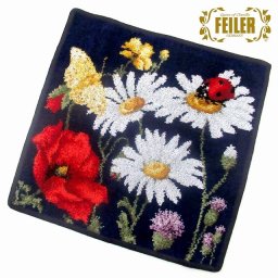 FEILER フェイラー ハンカチ タオル タオルハンカチ 30cm  デイジーフィールド ブルー Ｗクロス DAISY