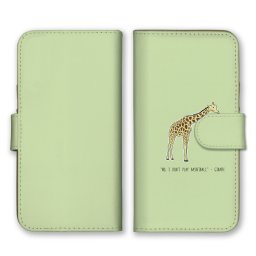 ＼全機種対応／ スマホケース 手帳型 スマホカバー 手帳タイプ スマートフォン ケース カバー アニマル ポップ キリン グリーン かわいい おしゃれ カードホルダー付き カード収納 合皮 合成レザー
