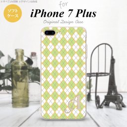 【iPhone7plus】【スマホケース/スマホカバー】【アイフォン7plus】iPhone7plus スマホケース カバー アイフォン7plus ソフトケース イニシャル アーガイル 緑×グレー nk-i7plus-tp1407ini【メール便送料無料】