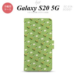 SC-51A SCG01 Galaxy S20 5G 手帳型 スマホケース 全面印刷 おしゃれ ストラップホール 内側にカードポケット付き 花柄 バラ ドット 小 緑 nk-004s-s20-dr248