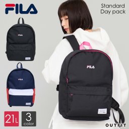 FILA フィラ リュックサック スタンダードデイパック バッグパック メンズ レディース 大容量 21L 通学 高校生 中学生 女子 女の子 女性 通勤 大人 ブランド おしゃれ 人気 アウトドア a4 軽量 軽い 旅行 スポーツブランド 黒 安い 韓国 ギフト outfit 敬老の日 プレゼント ギフト