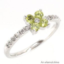 指輪 クローバー ペリドット 8月誕生石 ダイヤモンド プラチナ900 ダイヤ 0.1ct リング pt900 エタニティリング ピンキーリング ファランジリング レディース ジュエリー アクセサリー プレゼント ギフト 人気 おすすめ 送料無料