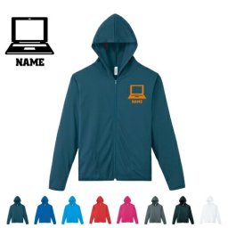 パソコン部/名入れドライジップパーカー お名前入り オリジナル セミオーダーメイド ロングスリーブ チームTシャツ クラブＴシャツ サークル PC コンピューター100 紫外線防止 吸水速乾  スポーツウェア フィットネスウェア ダイエット ジョギング 有酸素運動