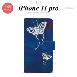 iPhone11Pro iPhone11 Pro 手帳型スマホケース カバー 蝶 和柄 青  nk-004s-i11p-dr1551