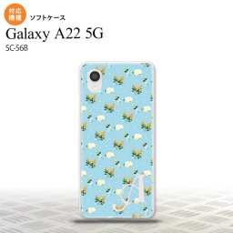 SC-56B Galaxy A22 スマホケース ソフトケース 花柄 バラ ドット 小 水色 +アルファベット メンズ レディース nk-a22-tp249i