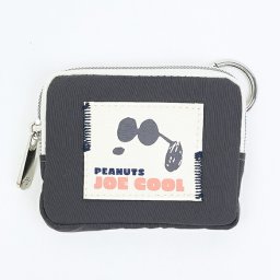 スヌーピー ジョークール カラビナ付きフラットポーチ ワッペン SNOOPY