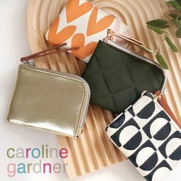 ミニ財布 コインケース キャロラインガードナー ハート かわいい  財布 お財布 ゴールド かわいい ブランド 小さい ミニ 小さめ コイン レディース 女性用 女の子  柄 ハート柄 金色 合皮 キルト 仕切り 仕分け ポケット カード カードケース