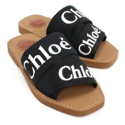 クロエ CHLOE CHC22U188Z3 サンダル リネン レディース ブラック BLACK