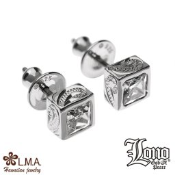 ハワイアンジュエリー ピアス   シルバー925 クリア ジルコニア LONO ロノ スクエア 四角 立体 スクロール 波 プルメリア 彫り メンズ レディース ブランド プレゼント 誕生日 記念日 セカンドピアス 【送料無料】 おしゃれ 人気 イヤリング ギフト 金属アレルギー