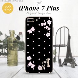 【iPhone7plus】【スマホケース/スマホカバー】【アイフォン7plus】iPhone7plus スマホケース カバー アイフォン7plus ソフトケース イニシャル ドット・花柄(B) 黒 nk-i7plus-tp352ini【メール便送料無料】