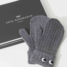 アニヤ ハインドマーチ ANYA HINDMARCH 5050925 188777 手袋 レディース ミトン ハンドウォーマー ギフト プレゼント 秋冬 Mittens Eyes in Soft Wool チャコール