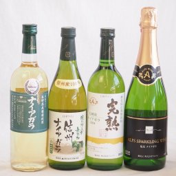 ナイアガラ葡萄フルーティーでフレッシュな風味ワイン4本セット(信州産完熟ナイアガラ 長野県産葡萄ナイアガラ 塩尻ナイアガラスパークリング 酸化防止剤無添加 信州ナイアガラ) 720ml×4本