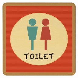 27x27cm トイレ 御手洗 TOILET トイレマーク レトロ デザイン 男女マーク ピクトサイン 木製ドアサイン ドアプレート インテリア 施設 案内