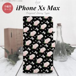 iPhone XS Max 手帳型 スマホ ケース カバー アイフォン 花柄・バラ（G） 黒【アイフォーン XS マックス,iPhone,XS,Max,メール便 送料無料】