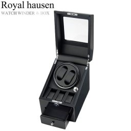 Royal hausen ロイヤルハウゼン 時計ワインダー 自動巻き ワインディングマシーン マブチモーター 収納 コレクション ケース MDF 2本用 3本収納 GC03-S66BB<br>