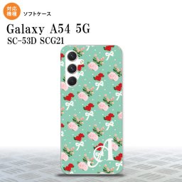 Galaxy A54 5G Galaxy A54 5G スマホケース 背面ケースソフトケース 花柄 バラ リボン ターコイズ +アルファベット 2023年 5月発売 nk-a54-tp244i