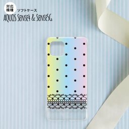 sense4 sense5 Aquos sense4/5 スマホケース ソフトケース ドット レース B パステル メンズ レディース nk-sens4-tp357