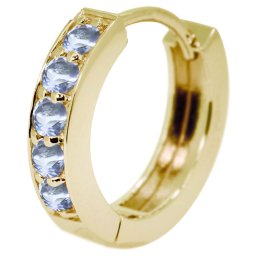 ピアス メンズ 18k フープピアス アクアマリンサンタマリア 片耳 中折れ ゴールド 3月誕生石 父の日 2024