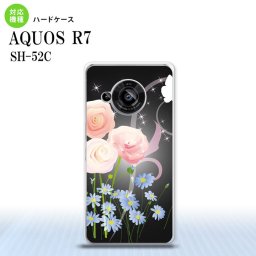 SH-52C AQUOS R7 スマホケース 背面ケース ハードケース 花柄 ミックス C 黒 2022年 7月発売 nk-r7-283