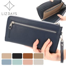 LIZDAYS リズデイズ 長財布 L字型 通販 財布 小銭入れ 合成皮革 大容量 ウォレット PU L字ファスナー スキミング防止 シンプル 収納 使いやすい 多収納 仕切り かさばらない マチ付き