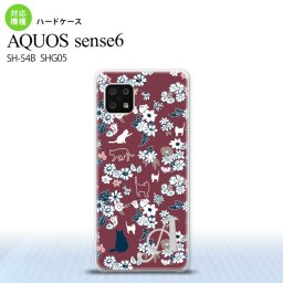 SH-54B SHG05 AQUOS sense6 スマホケース ハードケース 猫 花 紫 +アルファベット メンズ レディース nk-sens6-1722i