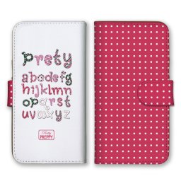＼全機種対応／ スマホケース 手帳型 スマホカバー 手帳タイプ スマートフォン ケース カバー ドット柄 英字 パステルカラー レッド ポップ おしゃれ カードホルダー付き カード収納 合皮 合成レザー