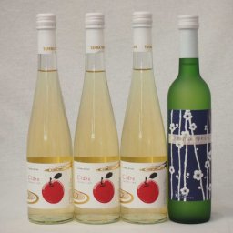 国産フルーツワイン4本セット Cider 青森弘前産りんご使用3本 梅ワイン 京都青谷 梅わいん 京都山城青谷産城州白梅わいん1本 やや甘口 丹波ワイン (京都府) 500ml×4本