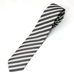 ドルチェ＆ガッバーナ DOLCE&GABBANA ネクタイ GT114E G0RQ2 S8033 グレー＋ホワイト ストライプ ナロータイ 男性 彼氏 お父さん バレンタイン 父の日 クリスマス プレゼント ギフト