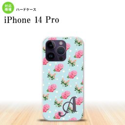 iPhone14 Pro iPhone14 Pro スマホケース 背面ケース ハードケース 花柄 バラ ドット 水色 +アルファベット 2022年 9月発売 nk-i14p-241i