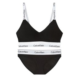 カルバンクライン Calvin Klein(CK) ブラ&ショーツ セット スポーツ ジム 筋トレ 運動 無地 下着 QF7059+F3787 001 レディース ブラック
