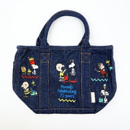 スヌーピー PEANUTS 75th デニム ミニトートバッグ ネイビー ROOTOTE（ルートート）コラボ SNOOPY