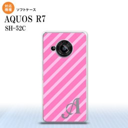 SH-52C AQUOS R7 スマホケース 背面ケースソフトケース ストライプ ピンク +アルファベット 2022年 7月発売 nk-r7-tp715i