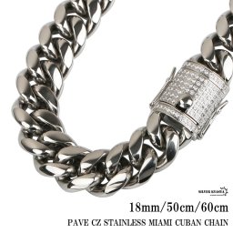 ステンレス 幅18mm 重厚 極太 喜平ネックレス ブリンブリン 差し込み式 二重ロック 喜平チェーンネックレス 50cm 60cm パヴェ HIPHOP ヒップホップ